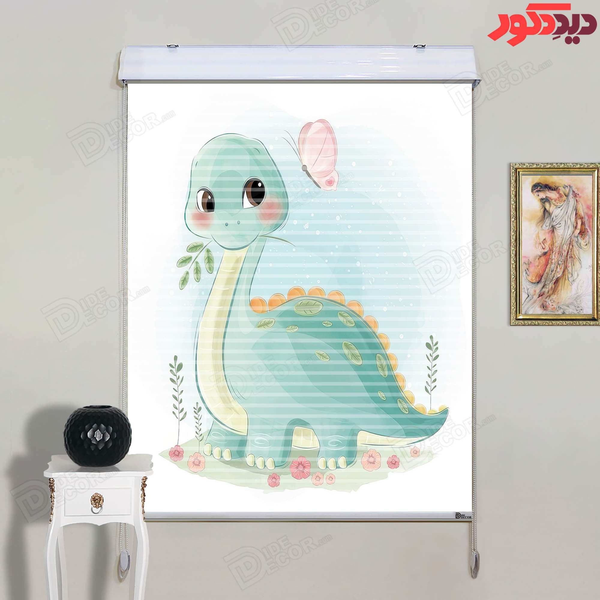 پرده زبرا دومکانیزم تصویری طرح دایناسور و طبیعت کد KZD-053
