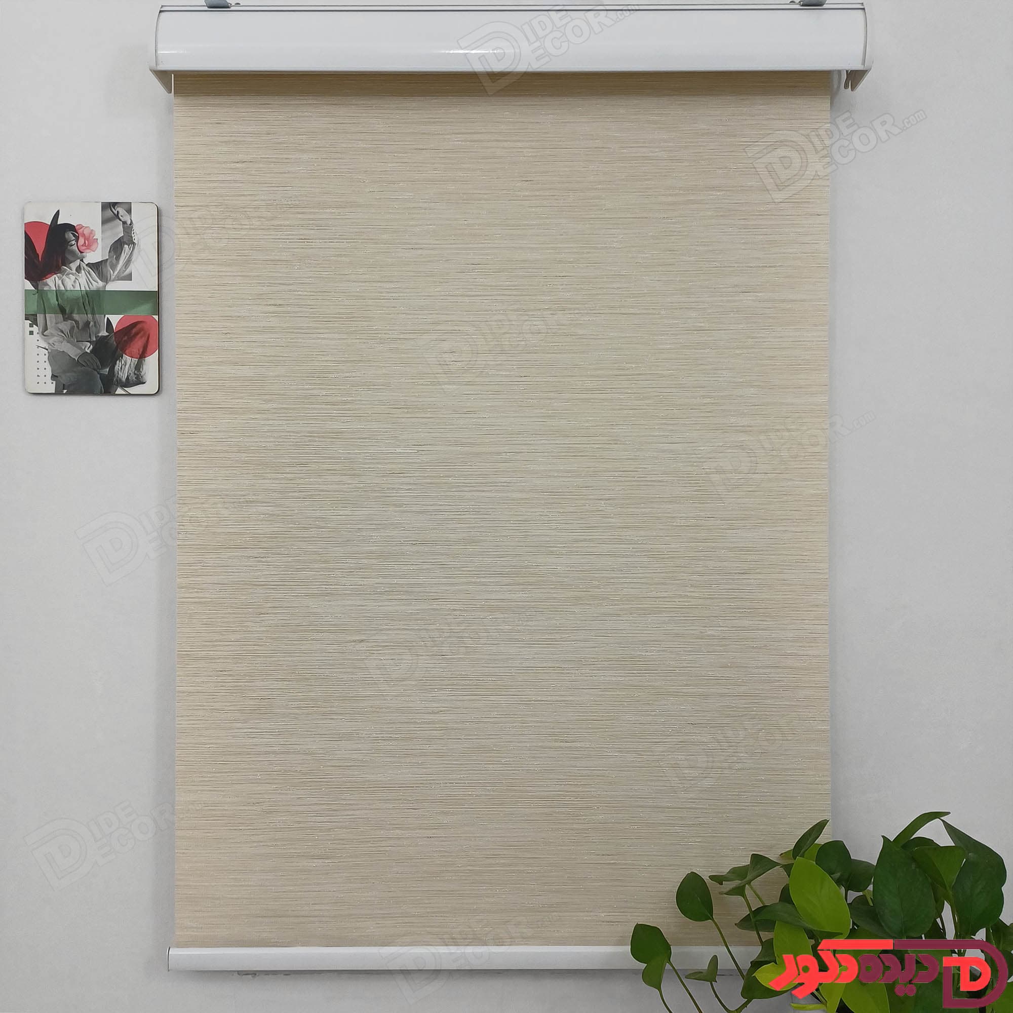 پرده شید کرم روشن با خطوط قهوه ای کد B-1017-102