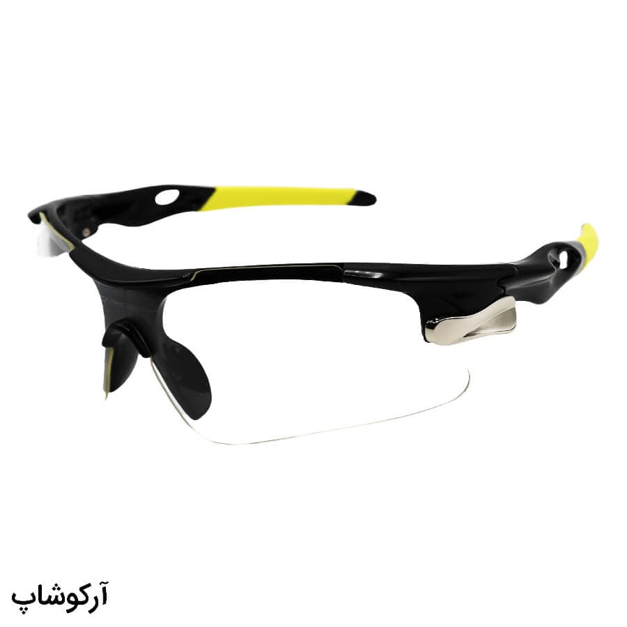 عینک ورزشی بلوکات نیم فریم OAKLEY با فریم مشکی رنگ و عدسی بی رنگ مدل 806 — تصویر ۲
