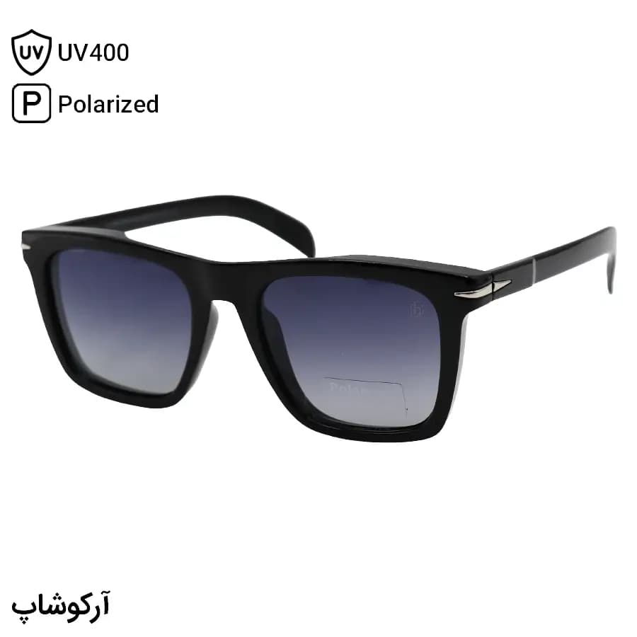 عینک آفتابی دیوید بکهام با فریم رنگ عسلی براق، شکل مربعی و لنز قهوه‌ای سایه روشن و پلاریزه مدل P7002 — تصویر ۹
