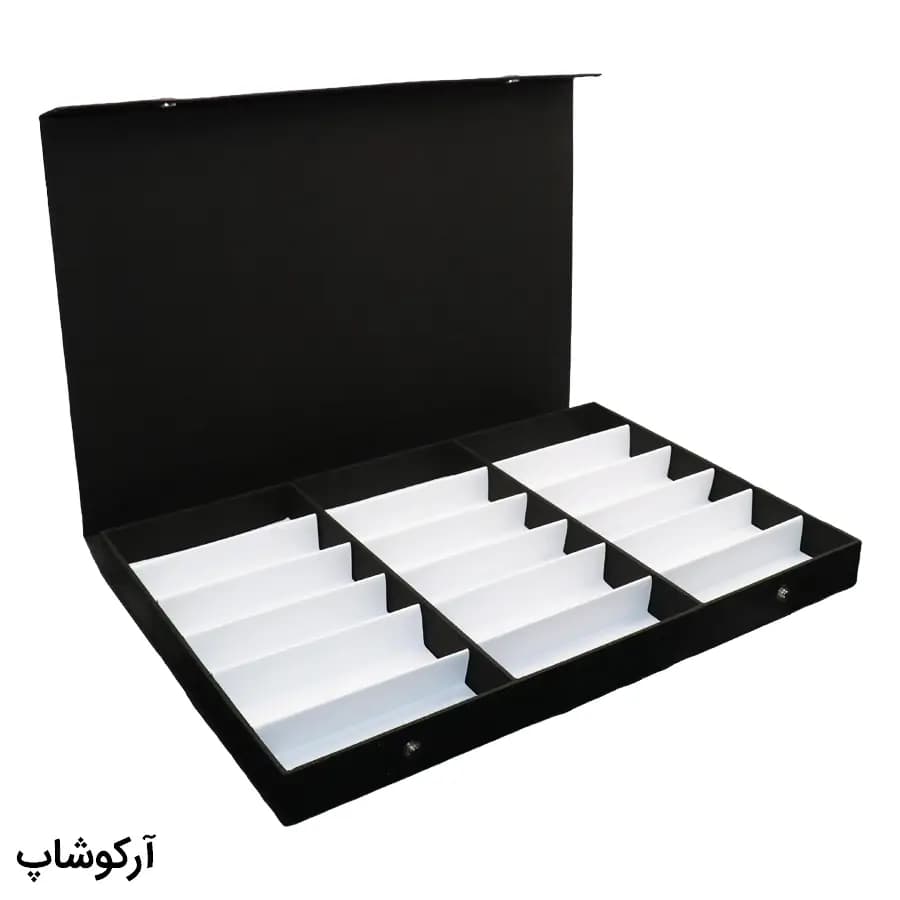 باکس و جعبه 18 تایی عینک طبی با رنگ مشکی و جنس پارچه‌ای اسپان (فایل) مدل 993105
