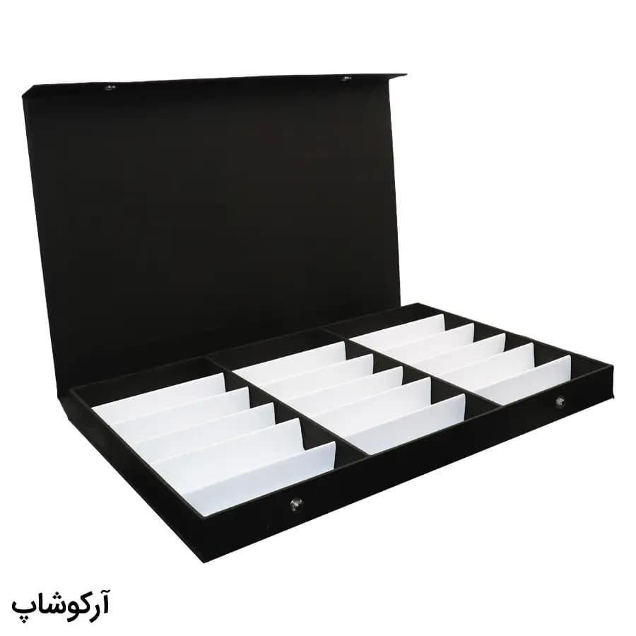 باکس و جعبه 18 تایی عینک طبی با رنگ مشکی و جنس پارچهای اسپان (فایل) مدل 993105 — تصویر ۳