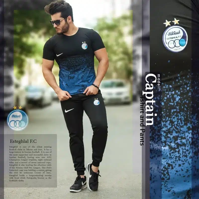 ست اسپرت استقلال تیشرت و شلوار مدل Captain