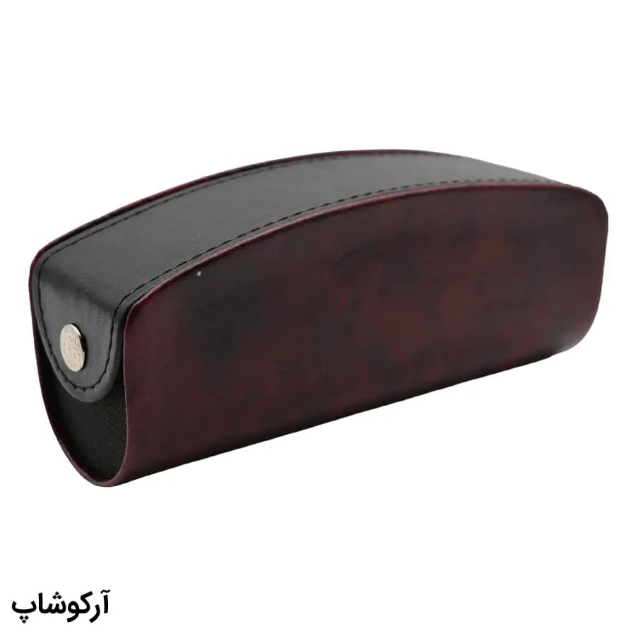 کیف عینک از جنس چرم درجه یک، شکل مستطیلی، قرمز رنگ و درب دکمه‌ای مدل 993100