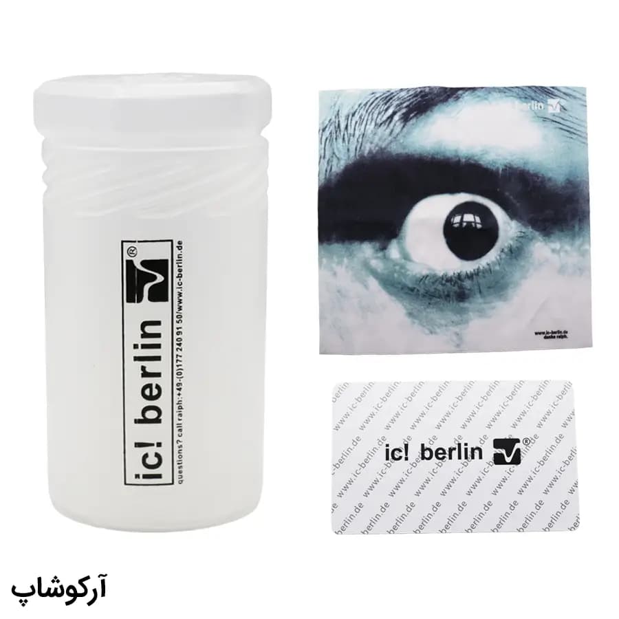 پک اورجینال عینک برند آیس برلین (IC! BERLIN) با تمام تجهیزات، رنگ شفاف (بی‌رنگ) و طرح استوانه‌ای مدل 991718