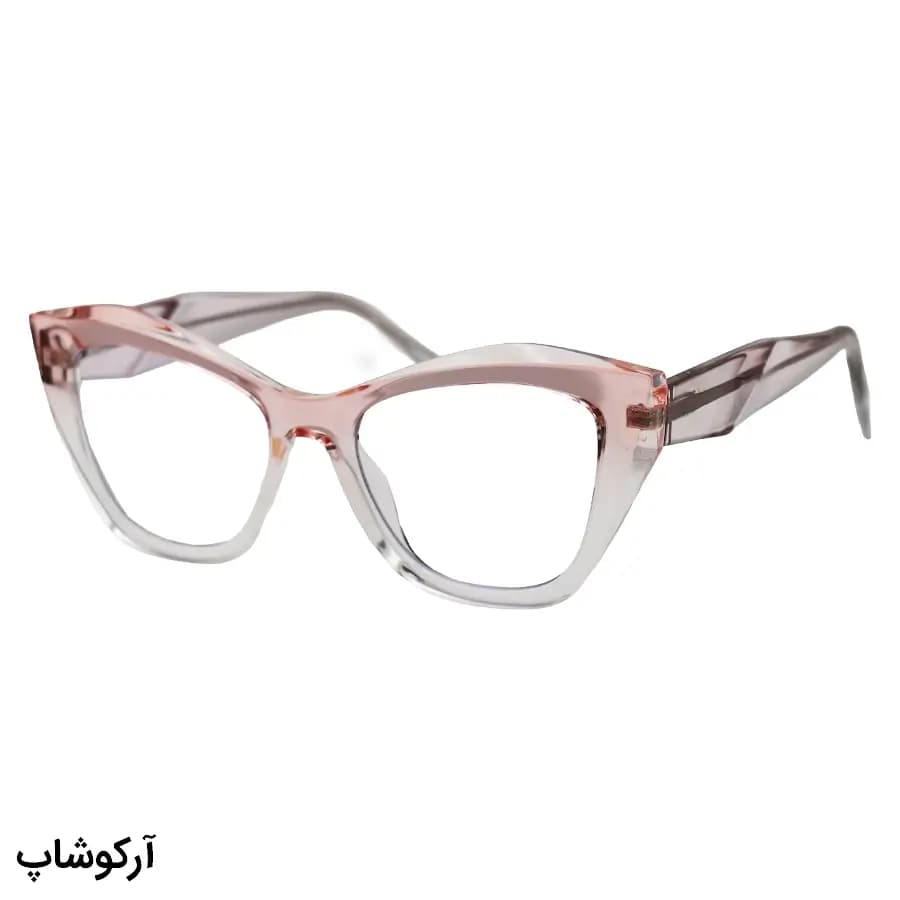 فریم عینک طبی زنانه Chopard با فریم چشم گربهای، رنگ صورتی براق، دسته سیمدار و لولا فنری مدل 2197