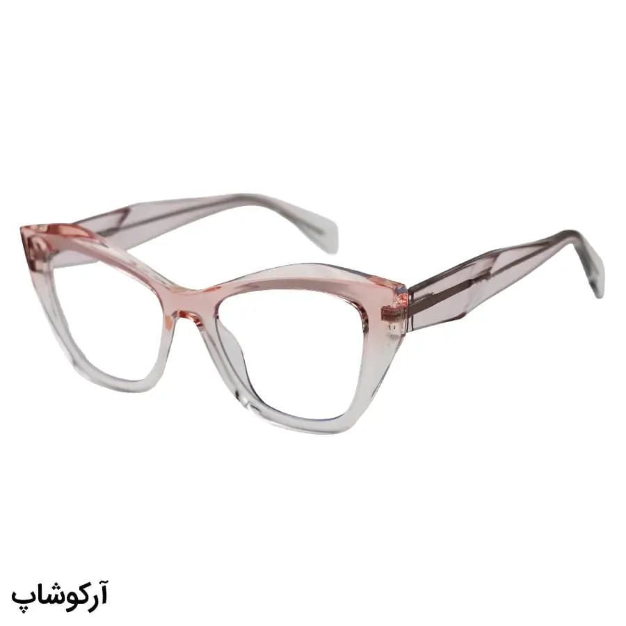 فریم عینک طبی زنانه Chopard با فریم چشم گربه‌ای، رنگ صورتی براق، دسته سیم‌دار و لولا فنری مدل 2197 — تصویر ۴