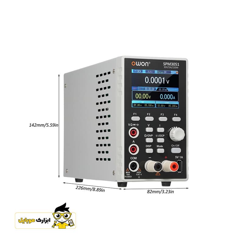 منبع تغذیه و مولتی متر 30 ولت و 5 آمپر اوون OWON SPM3051 — تصویر ۴