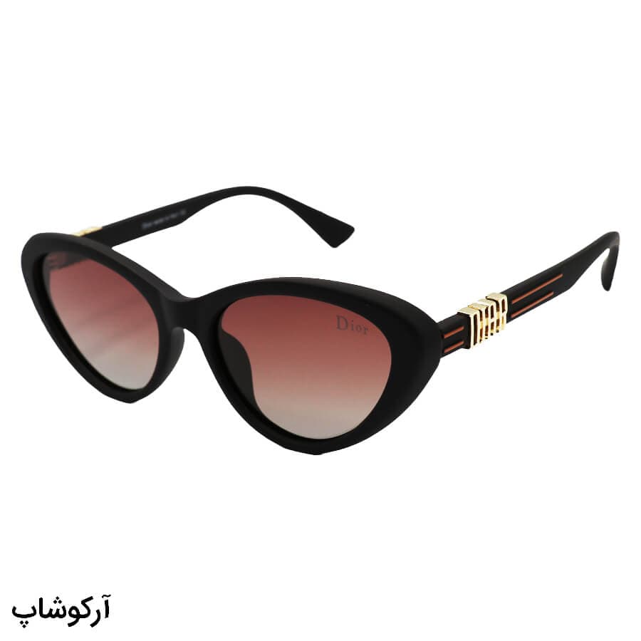 عینک آفتابی پلاریزه زنانه با فریم گربه ای، رنگ قهوه ای مات، لنز قهوه ای سایه روشن DIOR مدل P5122