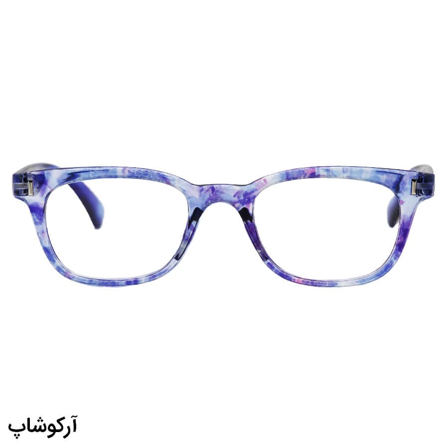 عینک مطالعه نمره +2.00 نزدیک بین با فریم آبی (به همراه قاب و دستمال)، دسته فنری مدل TJ3184 — تصویر ۲