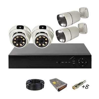 پک 4 دوربین فول اچ دی دید در شب رنگی وارم لایت ۵ مگا پیکسل warmlight