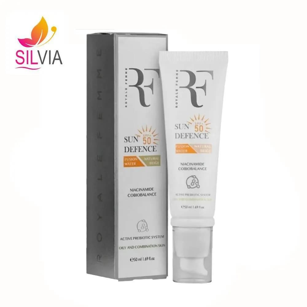 کرم ضد آفتاب رنگی بژ طبیعی فیوژن واتر پوست چرب SPF50 آر اف 50 میل — تصویر ۳