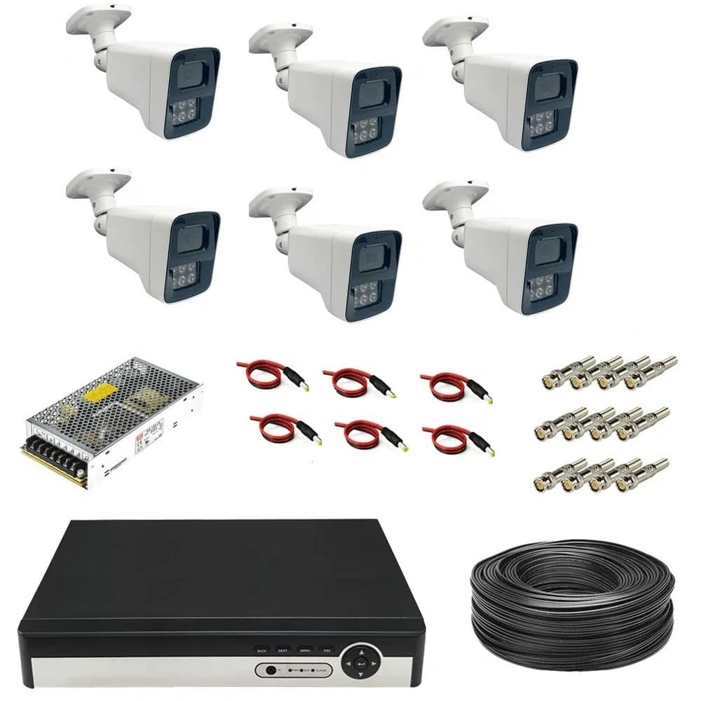 پک دوربین مداربسته 6 عددی دید در شب رنگی AHD CCTV AHD 6ch 5mp Warmlight — تصویر ۲