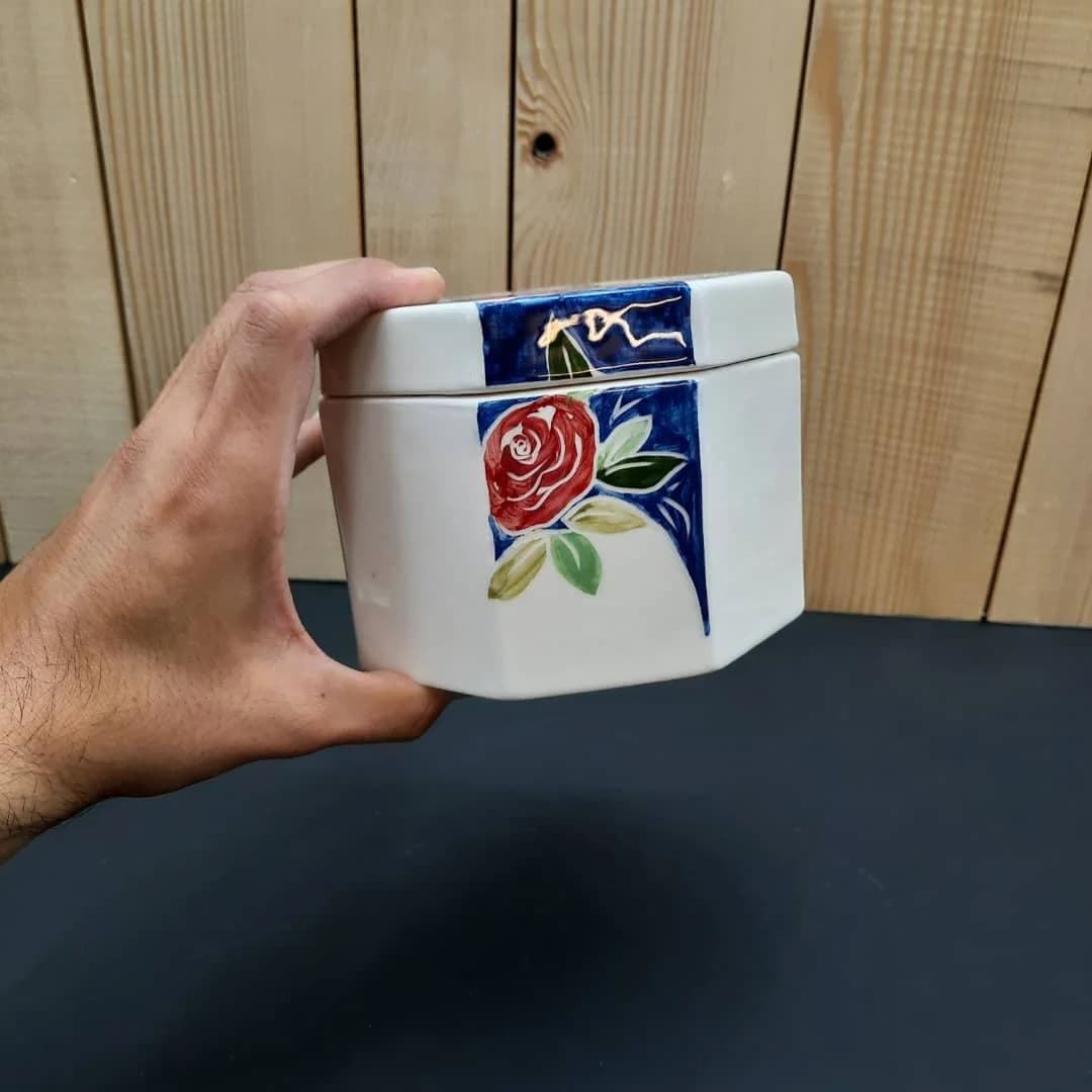 شکلات خوری سرامیکی دست ساز شش ضلعی سایز بزرگ کد 849 — تصویر ۶