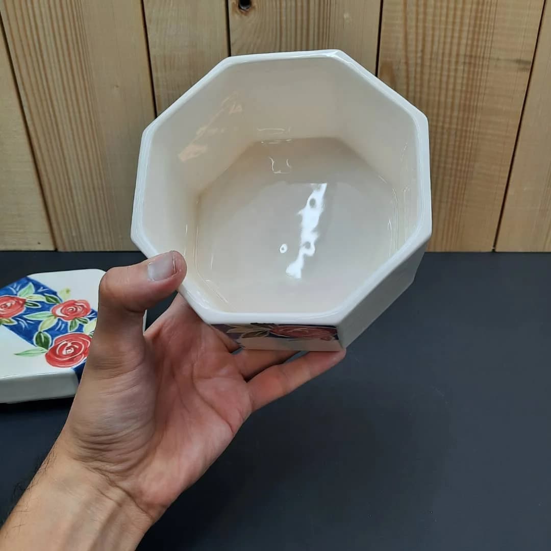 شکلات خوری سرامیکی دست ساز شش ضلعی سایز بزرگ کد 849 — تصویر ۴