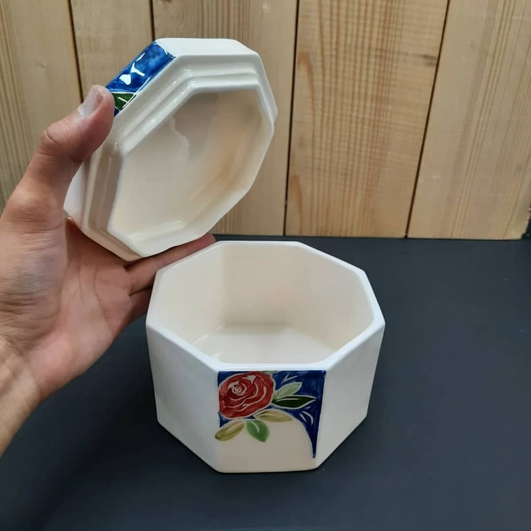 شکلات خوری سرامیکی دست ساز شش ضلعی سایز بزرگ کد 849 — تصویر ۵