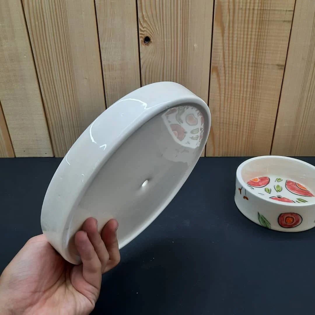 شیرینی خوری دو طبقه سرامیکی دست ساز طرح میوه کد 842 — تصویر ۹