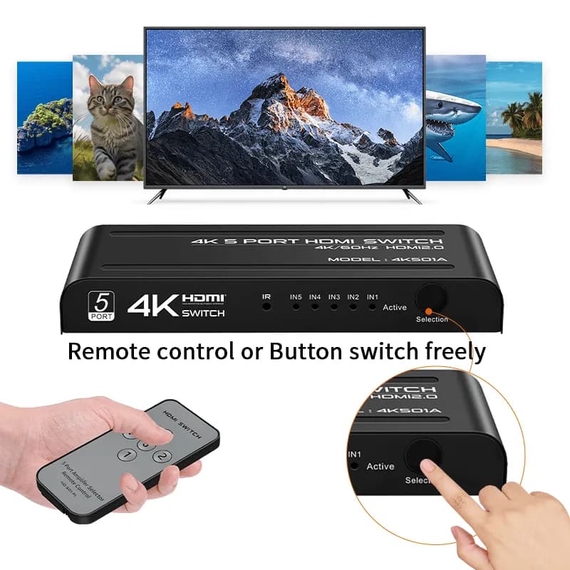 سوییچ 5 پورت HDMI مدل 4K501 بدنه فلزی — تصویر ۶
