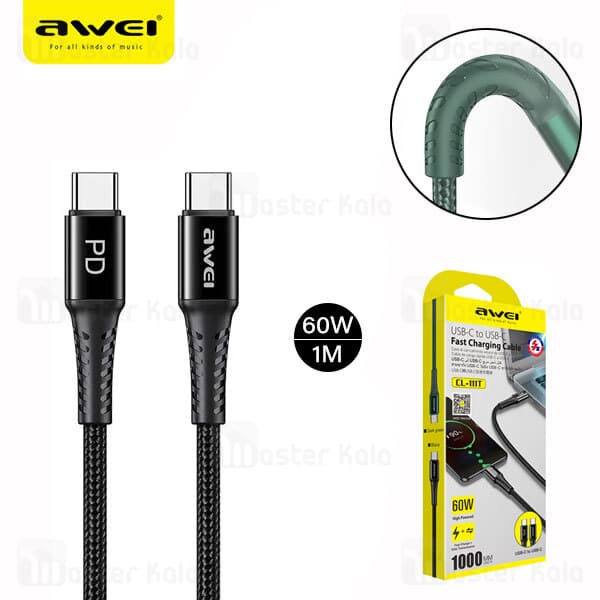 کابل Type-C به Type-C فست شارژ AWEI مدل CL-182C — تصویر ۳