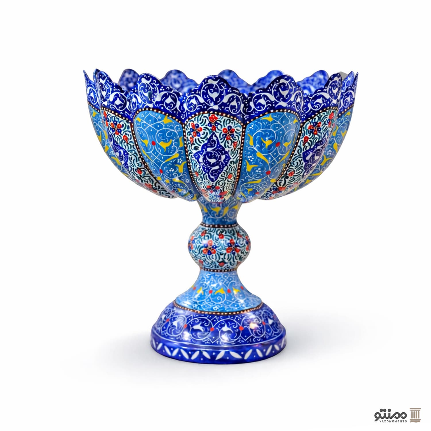 کاسه میناکاری آجیل خوری پایه دار 25 سانتی متری