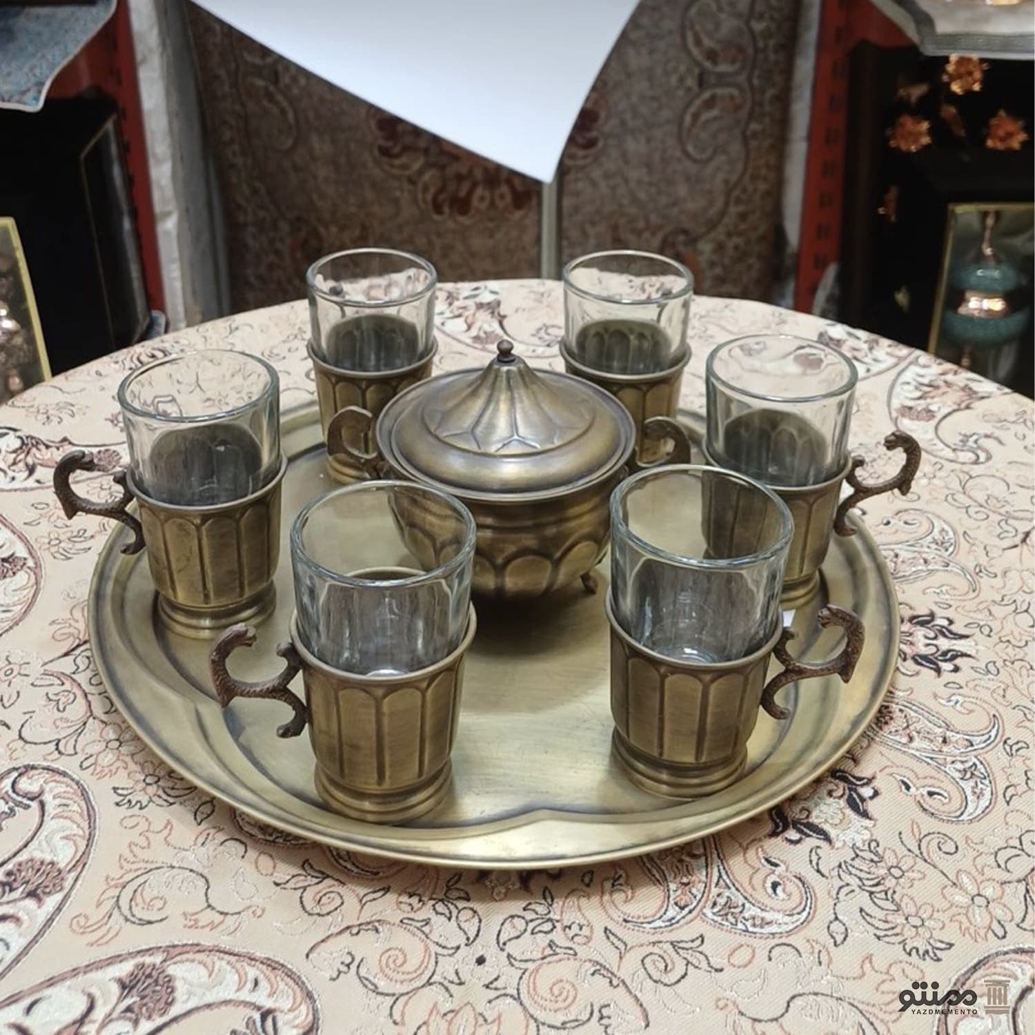 سرویس ست چای خوری برنجی شش نفره — تصویر ۴