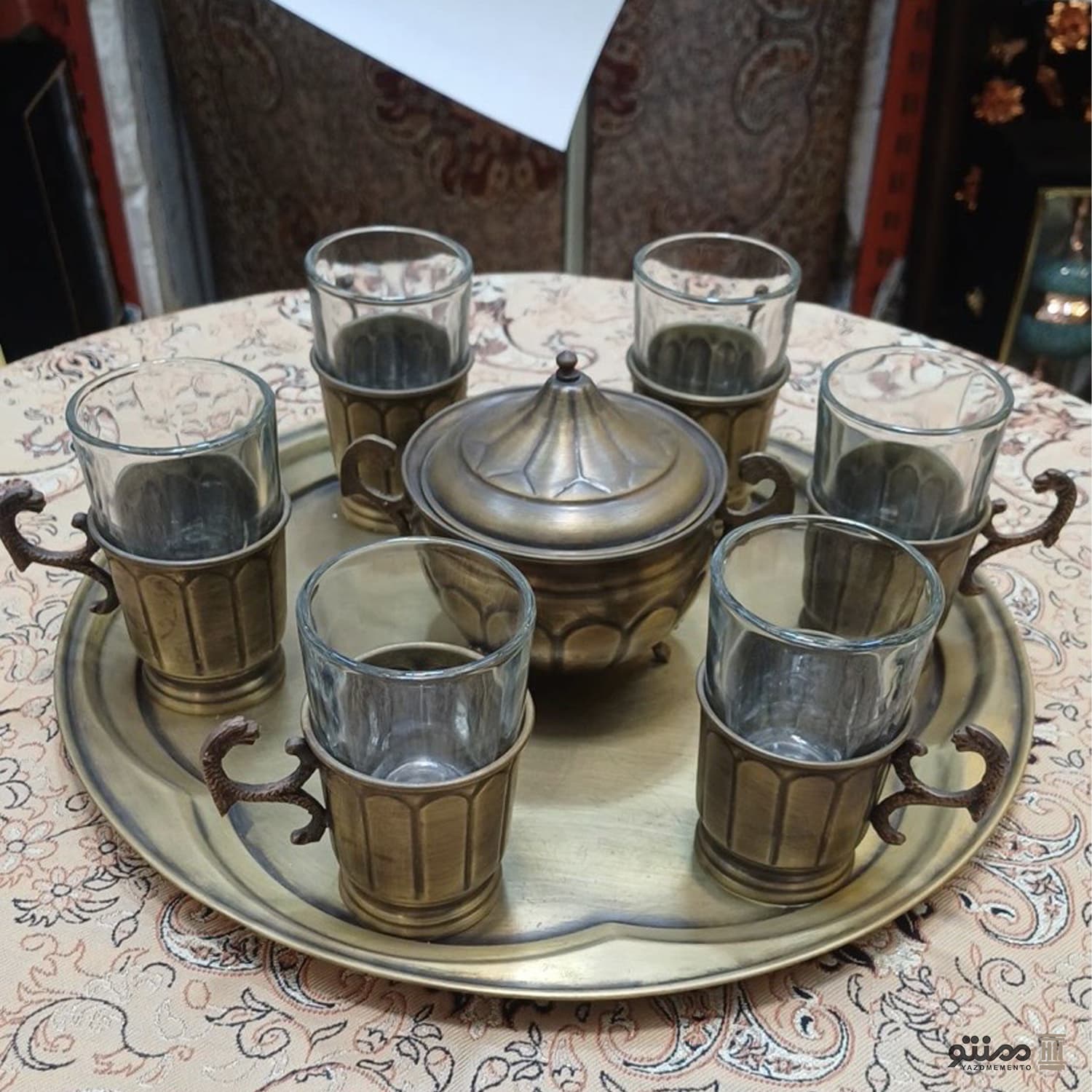سرویس ست چای خوری برنجی شش نفره — تصویر ۳