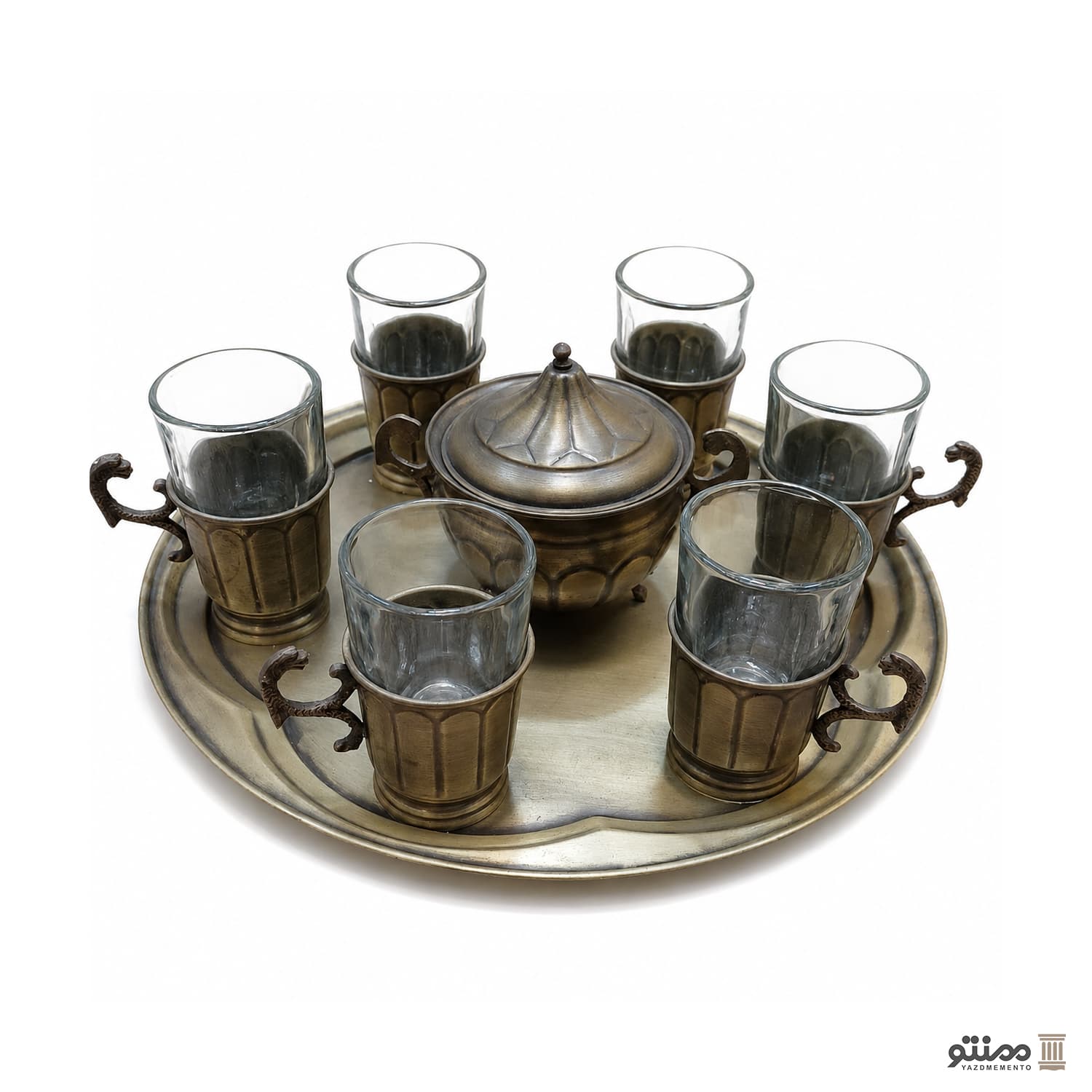 سرویس ست چای خوری برنجی شش نفره