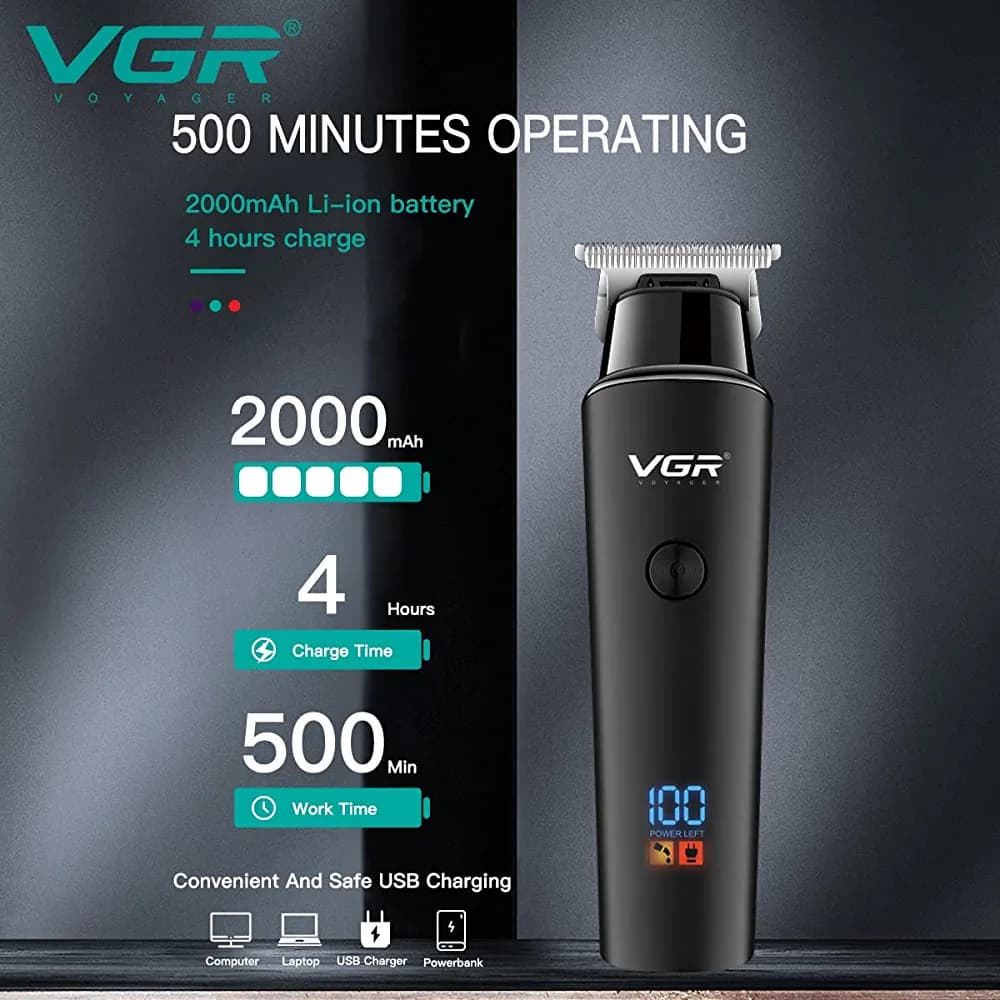 ماشین اصلاح VGR مدل V-937 (خط‌زن، ۵۰۰ دقیقه شارژدهی، ۹۰۰۰ دور/دقیقه) — تصویر ۳