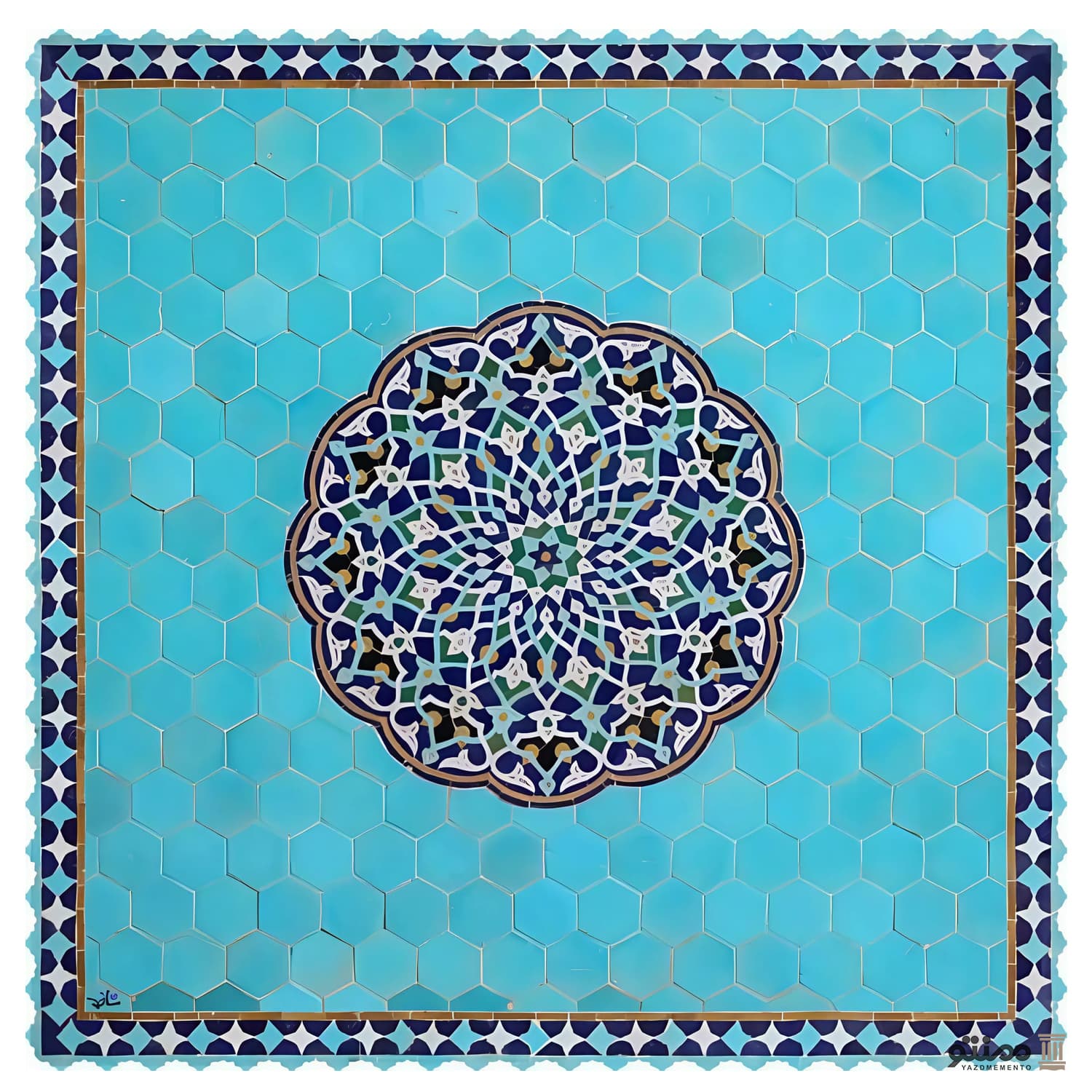 رومیزی مربع شانل مخمل مدل حوض نقاشی