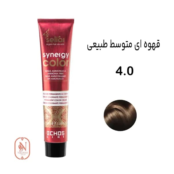 رنگ موی بدون آمونیاک اچ اس لاین قهوه ای متوسط طبیعی 4.0