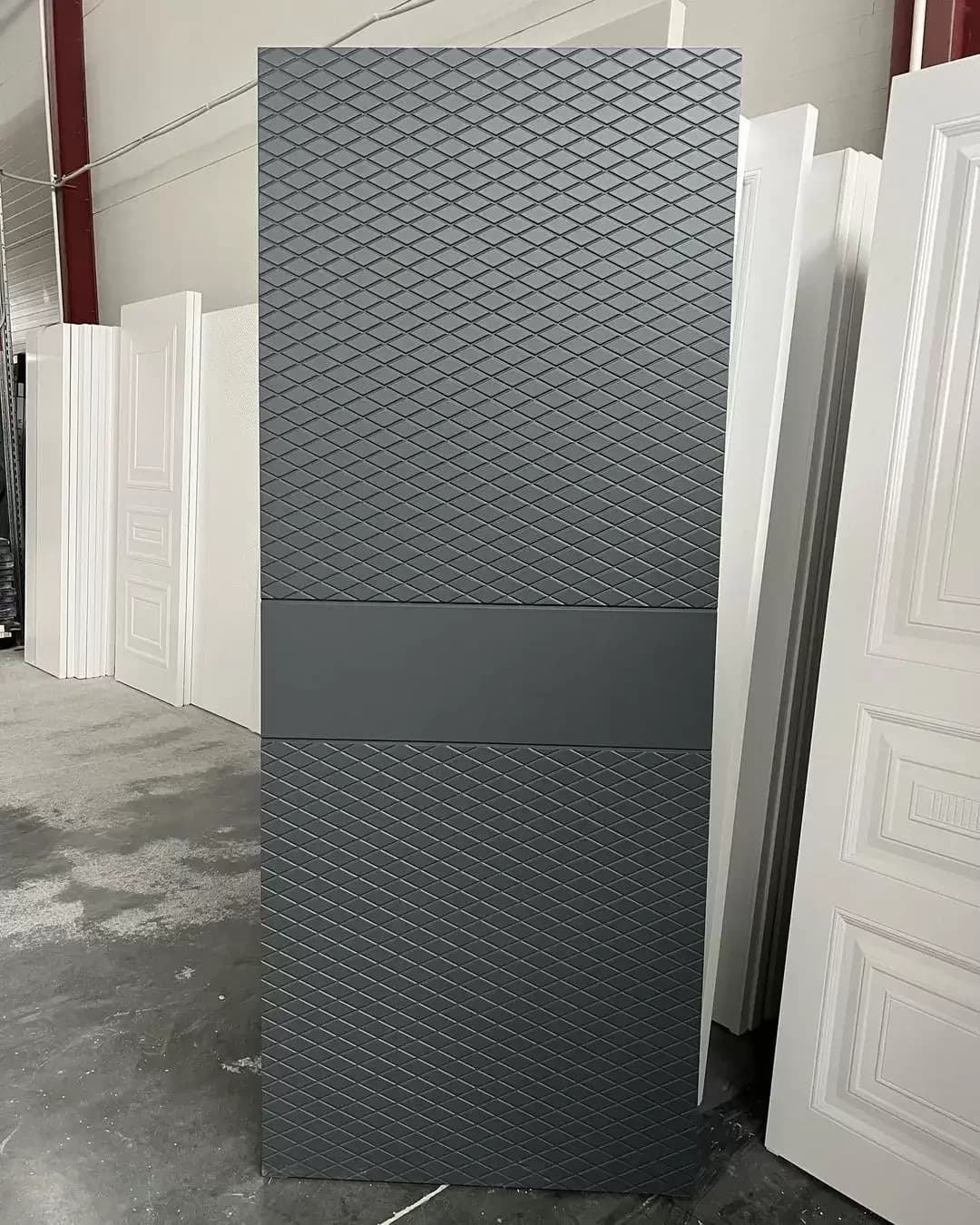 درب اتاقی MDF طوسی طرح لوزی کد 30212 — تصویر ۳