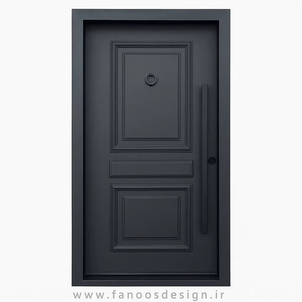 درب ضد سرقت خاکستری طرح کلاسیک با فریم فلزی کد 30204