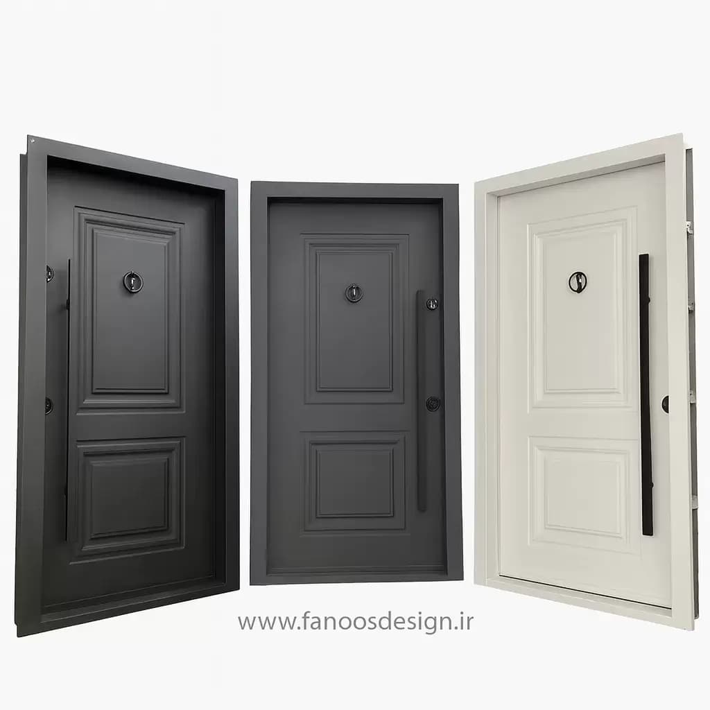 درب ضد سرقت خاکستری طرح کلاسیک با فریم فلزی کد 30204 — تصویر ۳