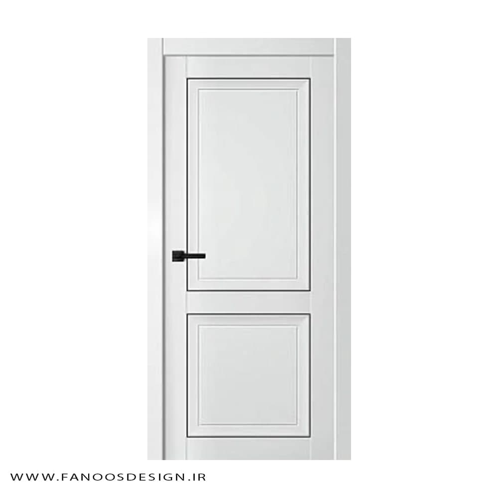 درب اتاق خواب چوبی با رنگ پوششی دو قاب کلاسیک کد 31004