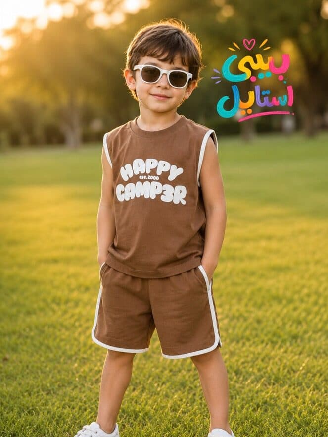 سِت تاپ و شلوارک بچگانه happy