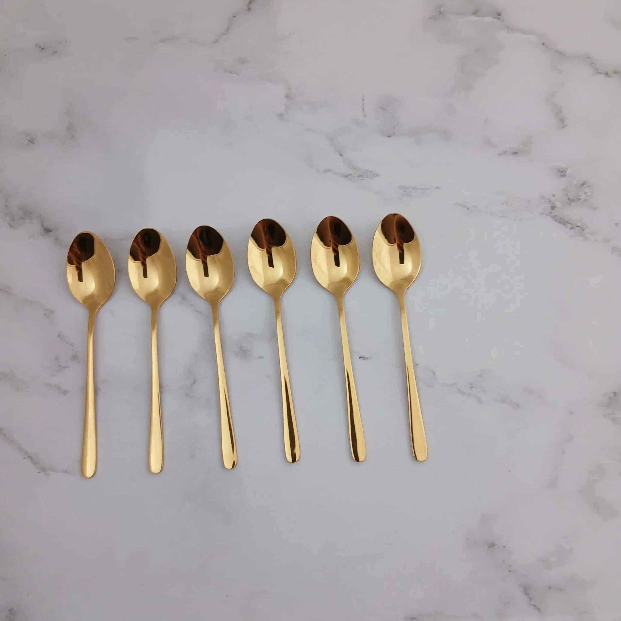 قاشق چای یونیک مدل دونا 6 عددی طلایی — تصویر ۳