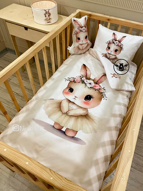 ست خواب نوزاد و کودک طرح خرگوش و تاج گل