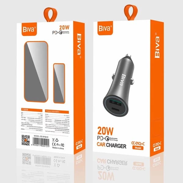شارژر فندکی بیوا Biva CC-01Q+C توان 20 وات — تصویر ۳