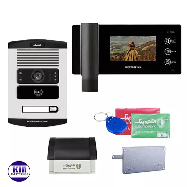 پکیج آیفون تصویری یک واحدی مدل 1196 مشکی با پنل 1086-RF-ID