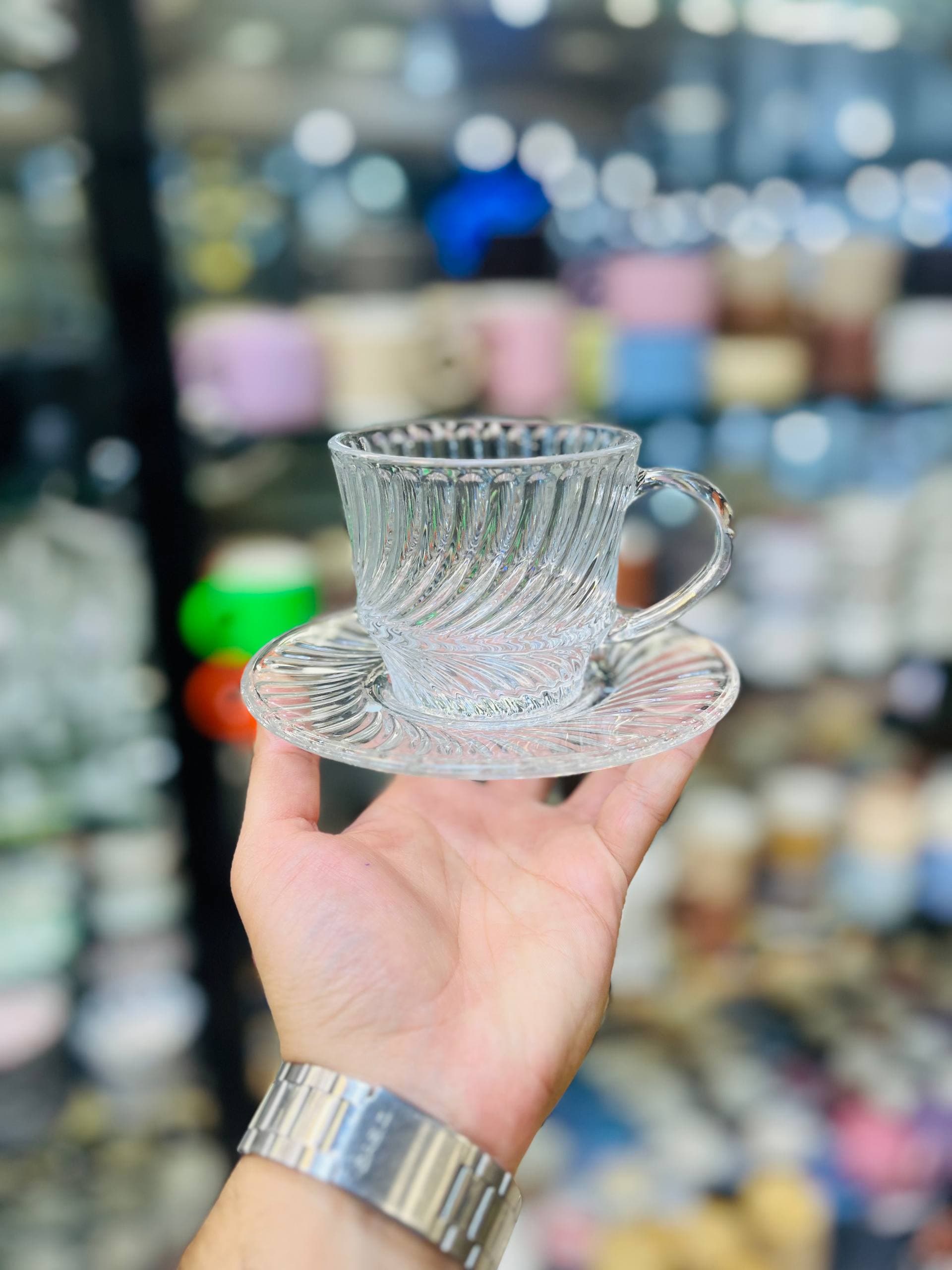 ست 6 عددی فنجان و نعلبكى طرح موج Deli