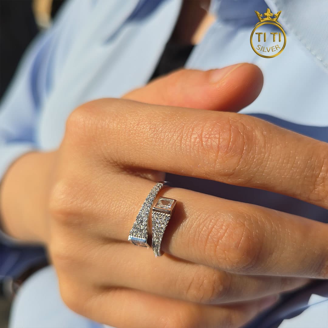 انگشتر نقره طرح جواهر جدید 355 — تصویر ۵