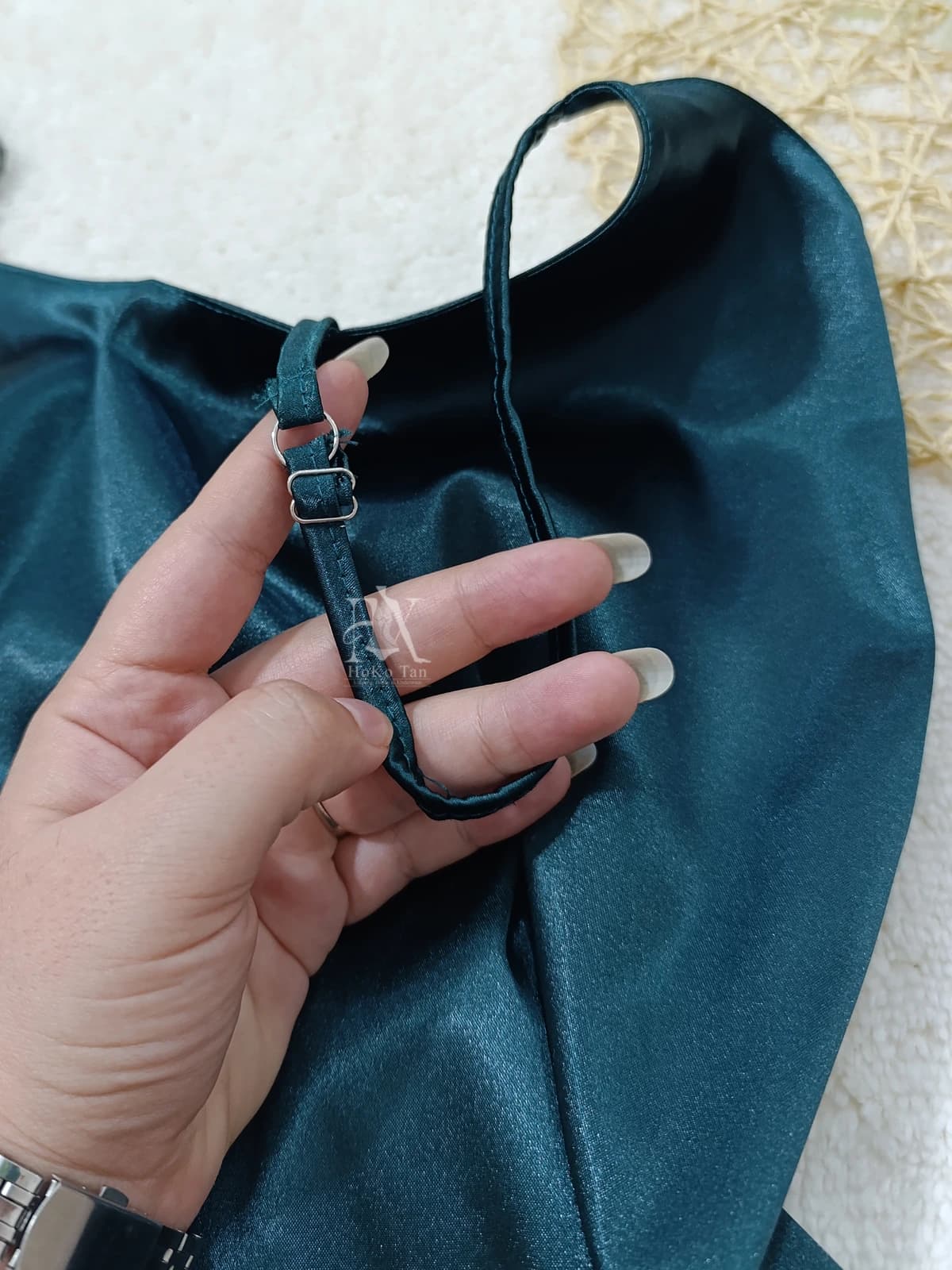 لباس خواب ساتن کوتاه دنیز رنگ سبز کد 215 — تصویر ۵