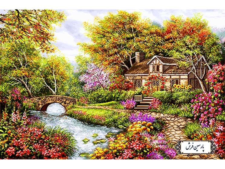 نخ و نقشه تابلو فرش طبیعت چشمنواز خانه – کد NV848