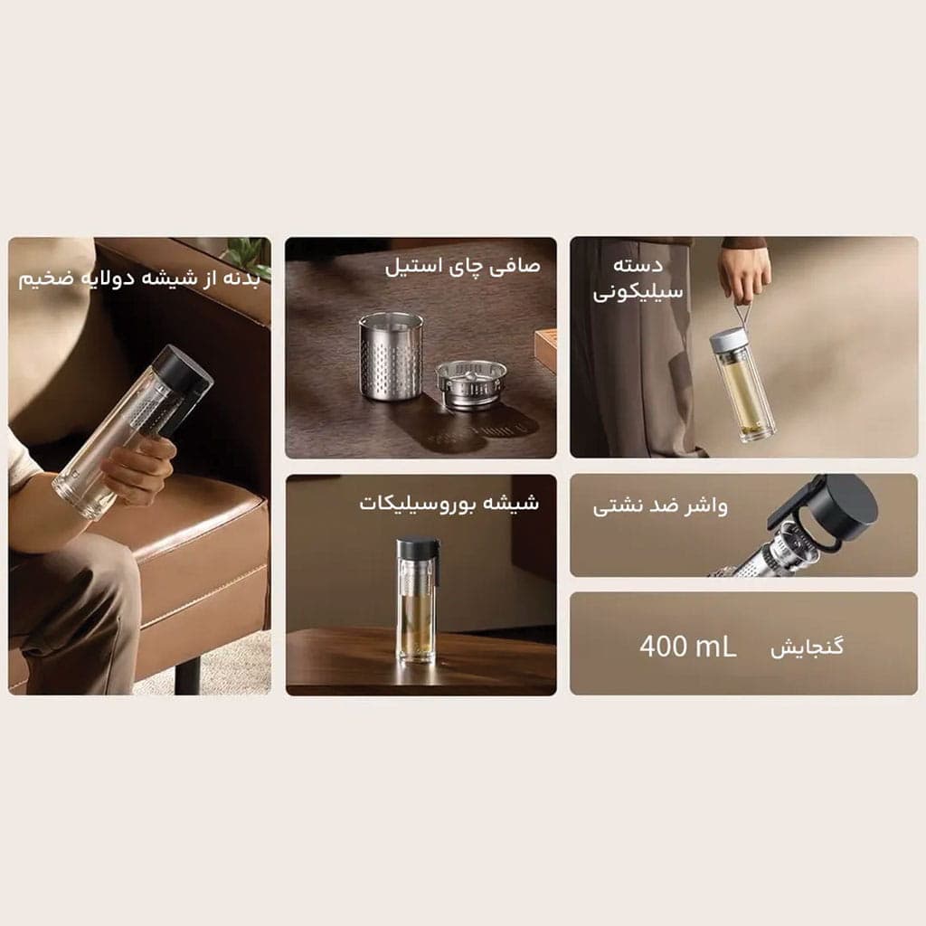 فلاسک شیشه‌ای شیائومی مدل Xiaomi Double Layer Glass MJBLB01PL — تصویر ۸