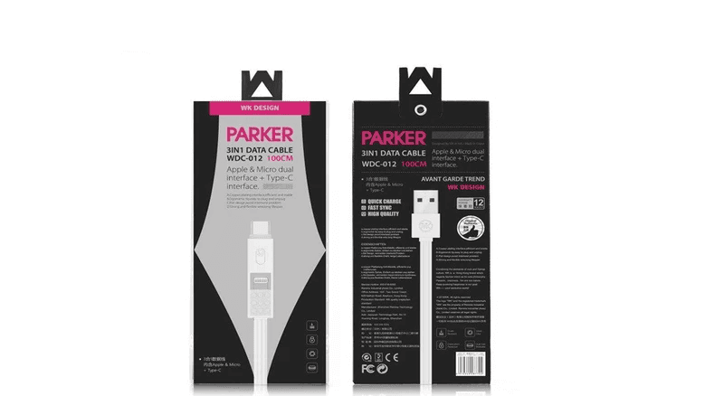 کابل تبدیل USB به microUSB/USB-C/لایتنینگ دابلیو کی مدل WDC-012 به طول 1 متر — تصویر ۳