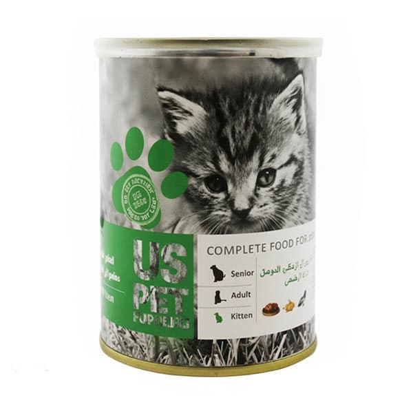 کنسرو پته بچه‌گربه (کیتن) یو اس پت با طعم مرغ و اردک و کدو تنبل ۴۰۰ گرمی | US Pet Chicken and Duck Kitten Pâté