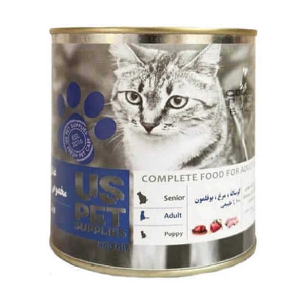 کنسرو گربه یو اس پت (US pet) طعم گوشت، مرغ و بوقلمون 400گرمی0000000