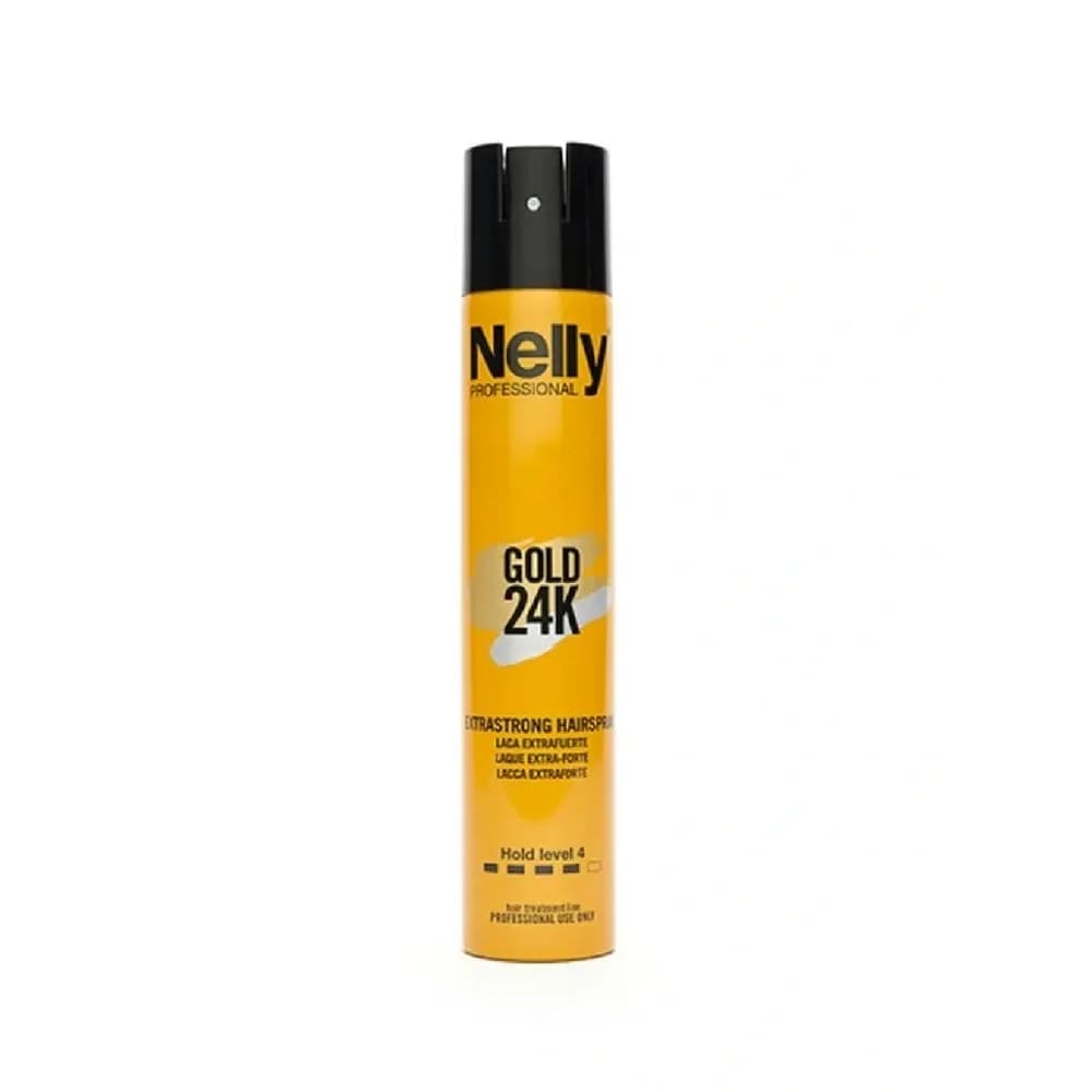 اسپری حالت دهنده و براق کننده مو فوق قوی نلی پروفشنال NELLY مدل GOLD 24K — تصویر ۲