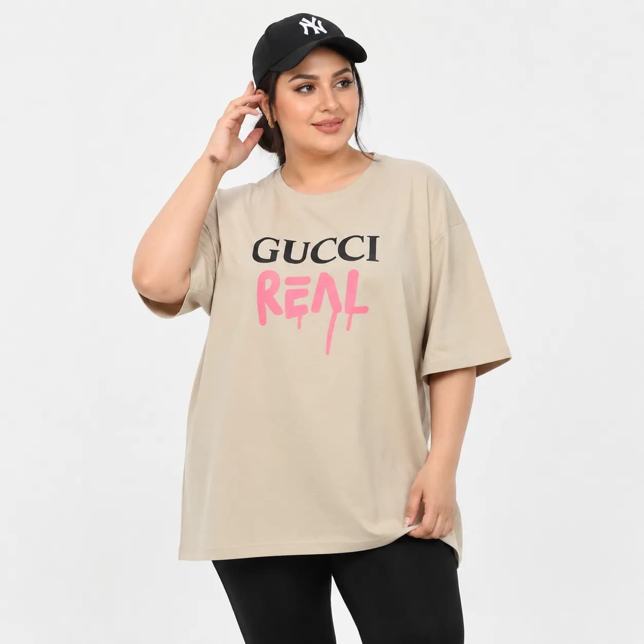 تیشرت سایز بزرگ زنانه وارداتی طرح GUCCI — تصویر ۵