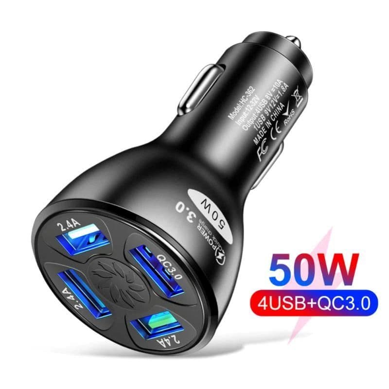 شارژر فندکی خودرو 50W مدل BK-362 دارای چهار پورت USB — تصویر ۳